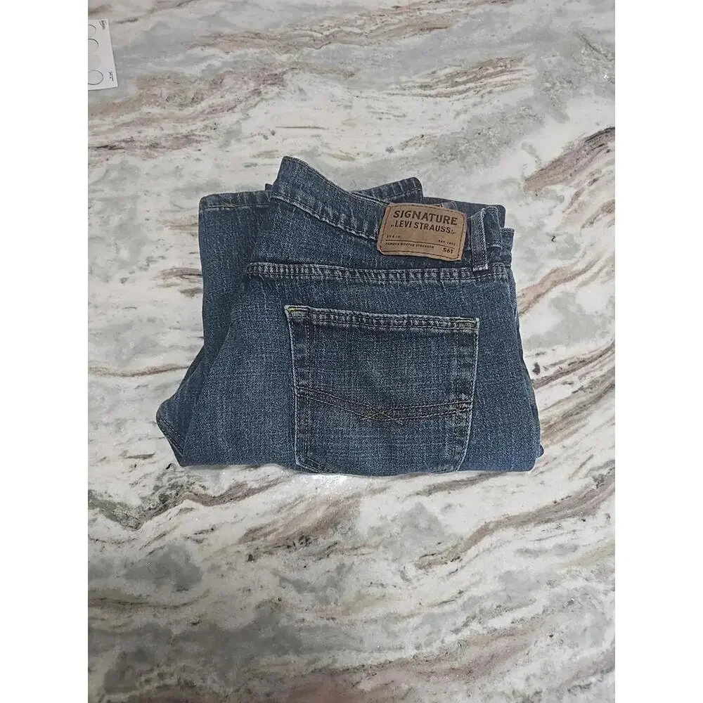 Levi Strauss Signature S61 Men's Relaxed Jeans W36 L32 Stonewashed‎ Blue Denim